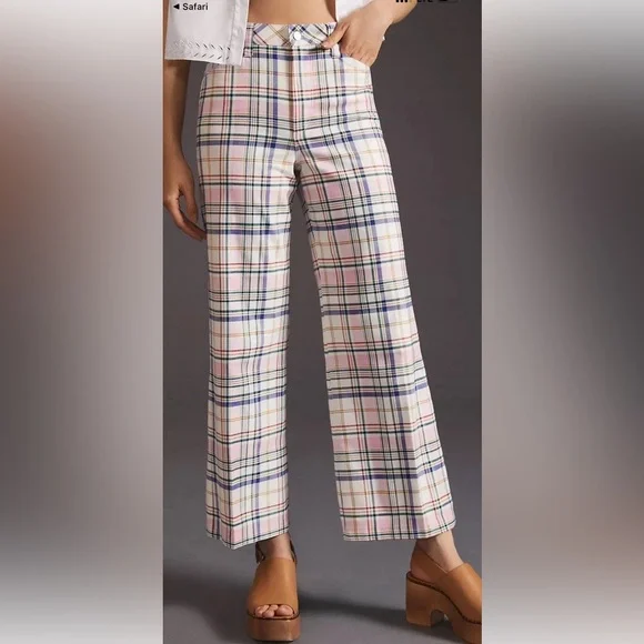 Favorite Daughter Plaid Pants in Pink, Blue, and White 34 - Picture 3 of 16